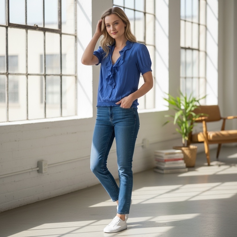 Sanctuary Blue Ruffled Blouse - Picture 2 of 8